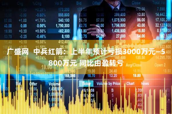 广盛网  中兵红箭：上半年预计亏损3000万元—5800万元 同比由盈转亏